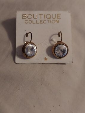 Boutique Collection Gold-Tone Earrings with Clear Stones